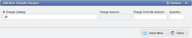 Add New Default Charges tab example
