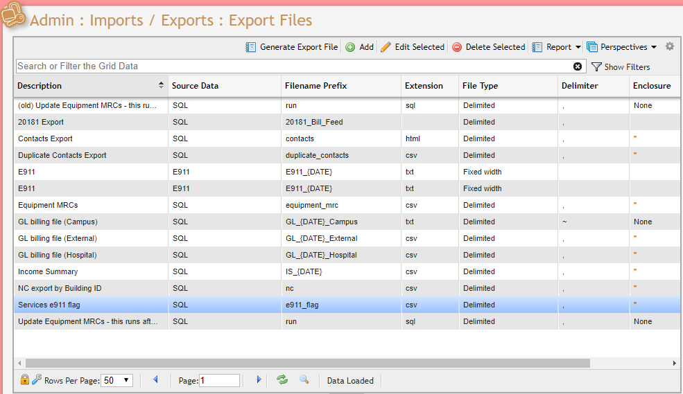 Export Files Grid