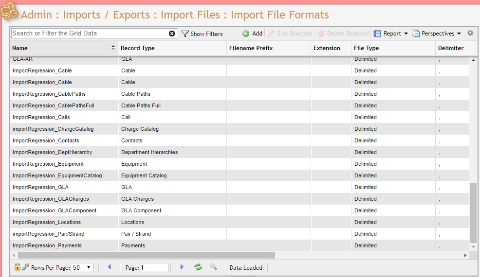 Import File Formats Grid