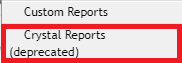 Crystal Reports Options Menu Location example