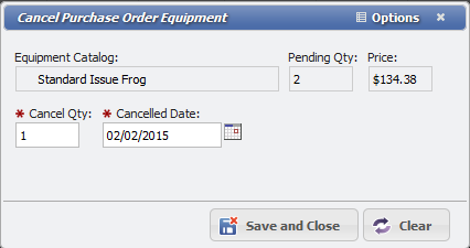 Cancel Purchase Order Equipment 