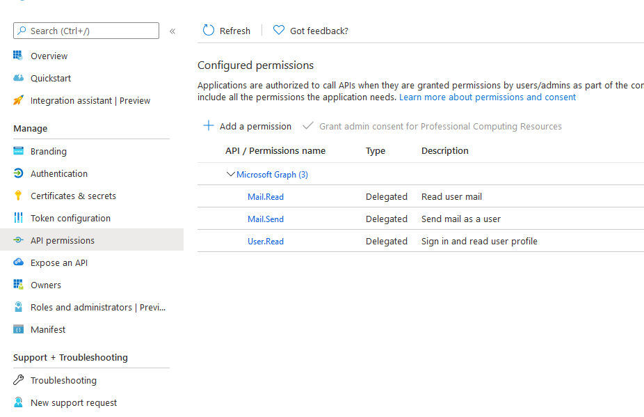 API Permissions Example