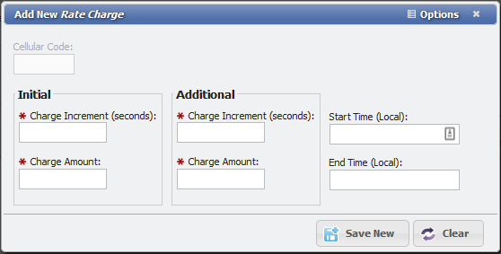 Add New Rate Charge form example