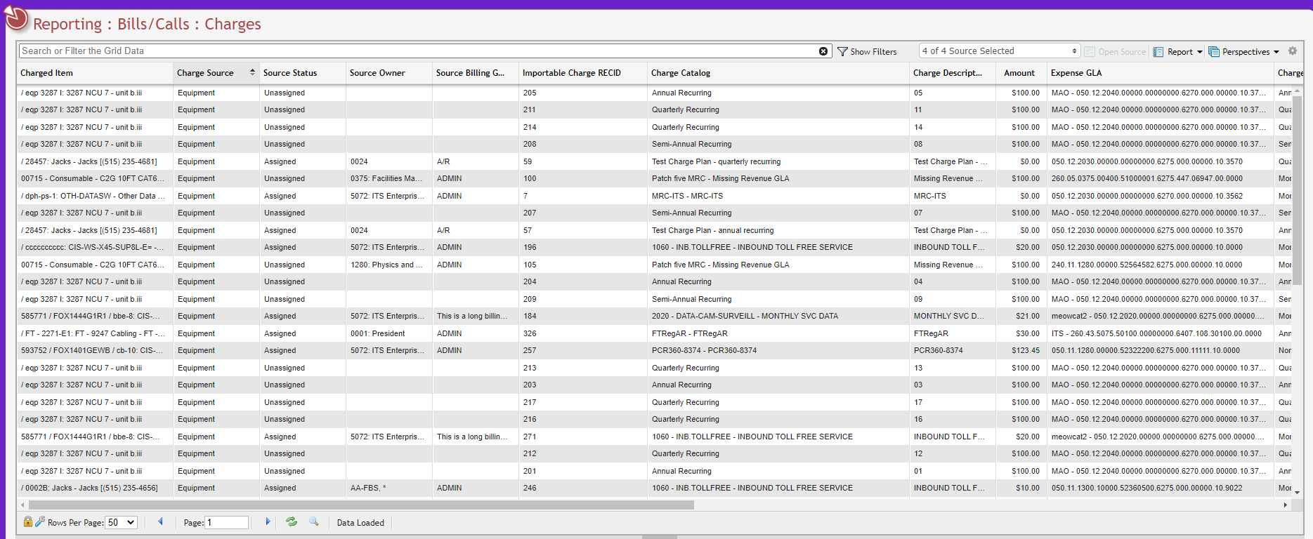 Charges Grid example