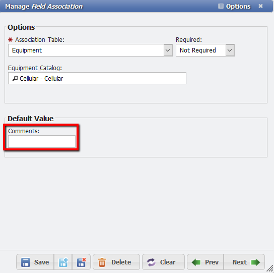 Manage Field Association form example