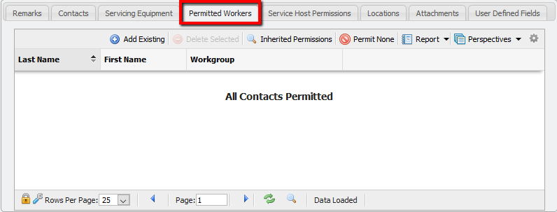 An example of the Permitted Workers tab