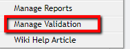 Manage Validation in Options Menu