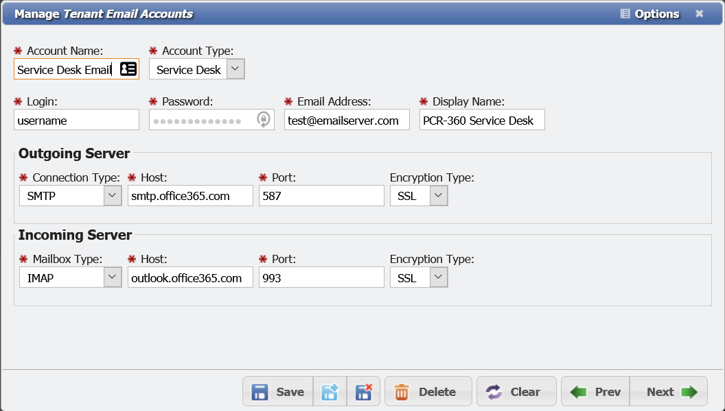 Manage Tenant Email Accounts