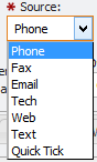 Source dropdown