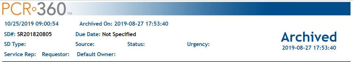 Service Desk Archive Report example