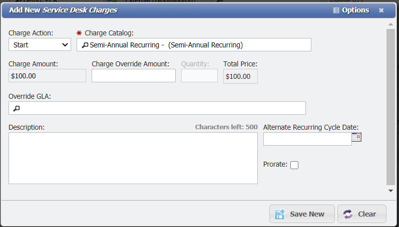 Alternate Recurring Charge Example