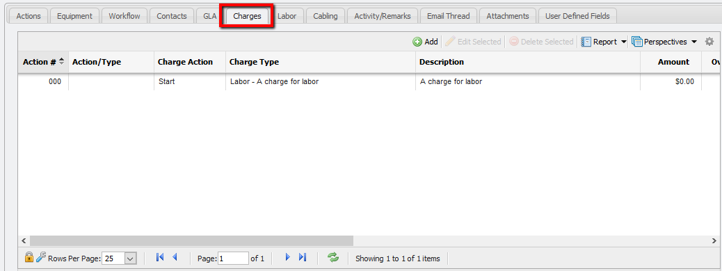 Charges Tab Example