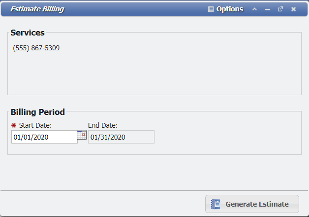 Estimate Billing Example