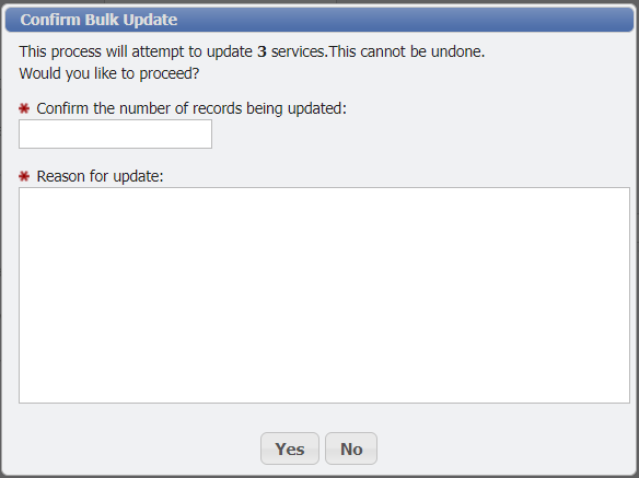 Bulk Update Confirmation Dialogue Example
