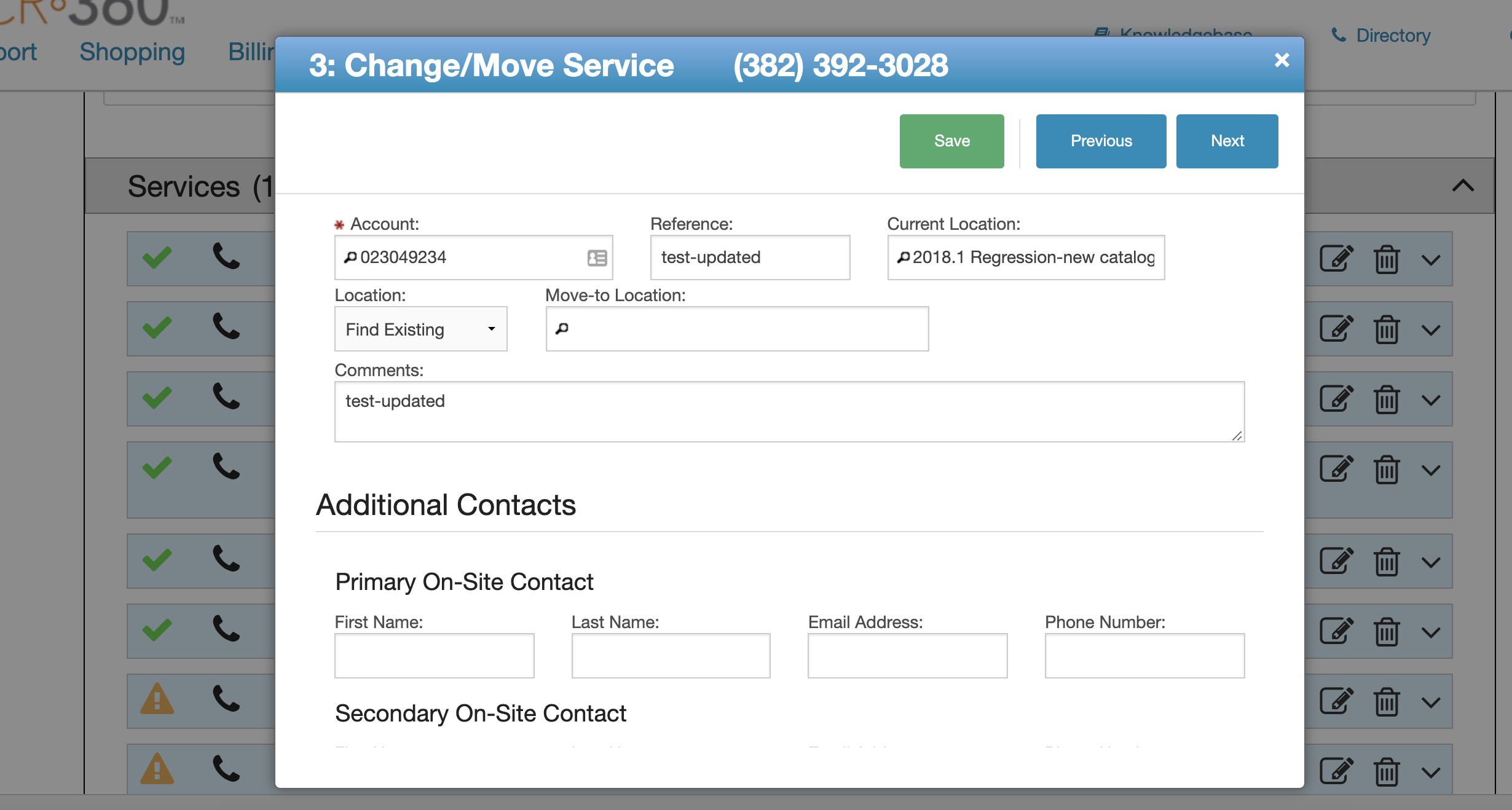 Sample Change Request