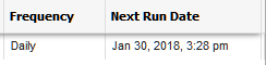 image of Frequency and Next Run Date column headers