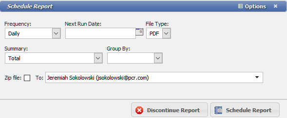 Schedule Report Form example