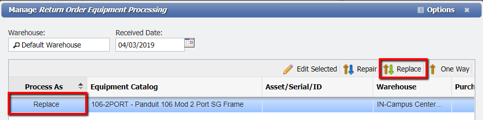 Manage Return Order Processing Form