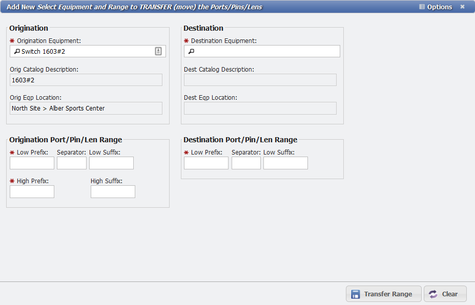 Transfer PPL Range Form