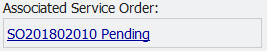 Associated Service Order field example