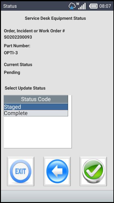 Status screen