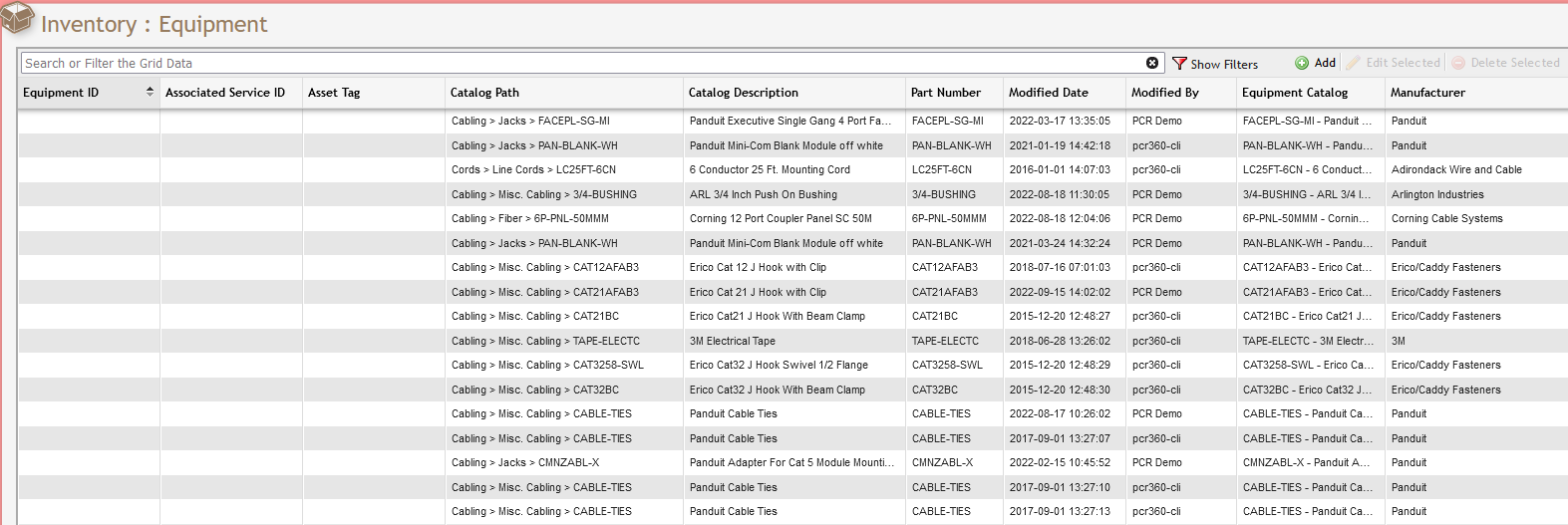 Inventory Equipment Grid