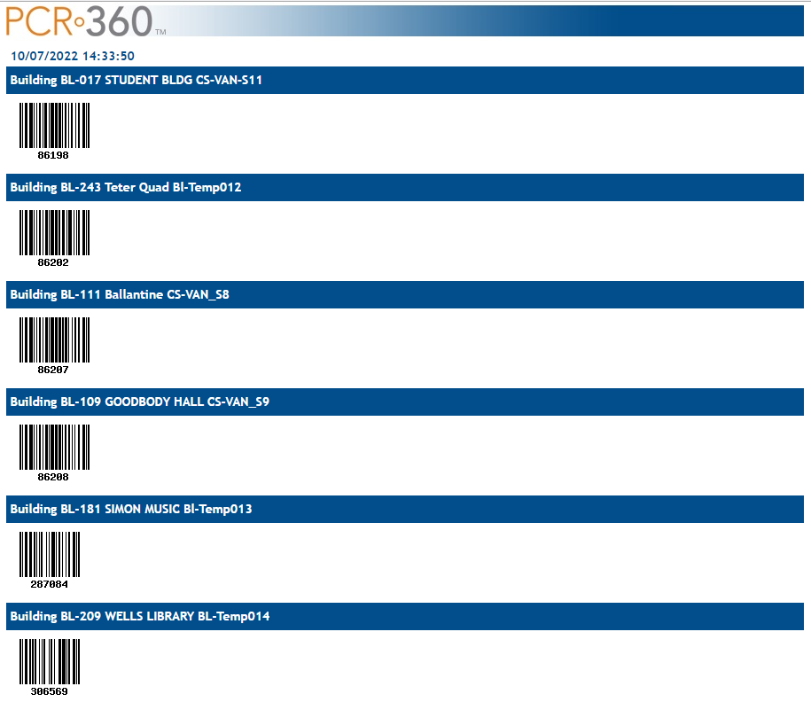 Barcode Report Example