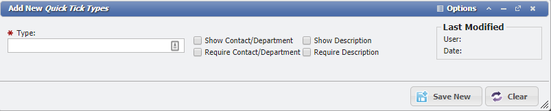 Add New Quick Tick Type Form