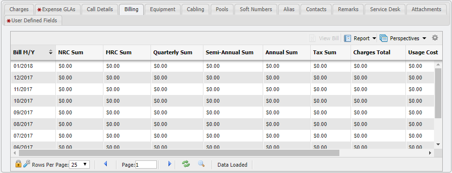 Billing Tab example