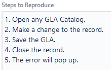 Example of the Bug Steps to Reproduce
