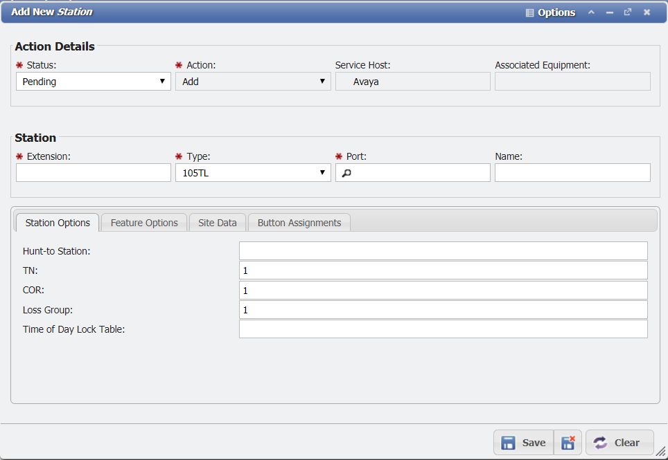 Add New Station form example