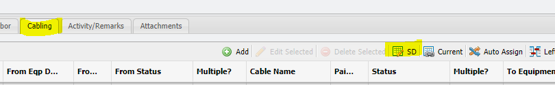 The SD button on the Cabling tab