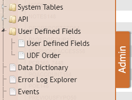 User Defined Fields Admin Menu Location