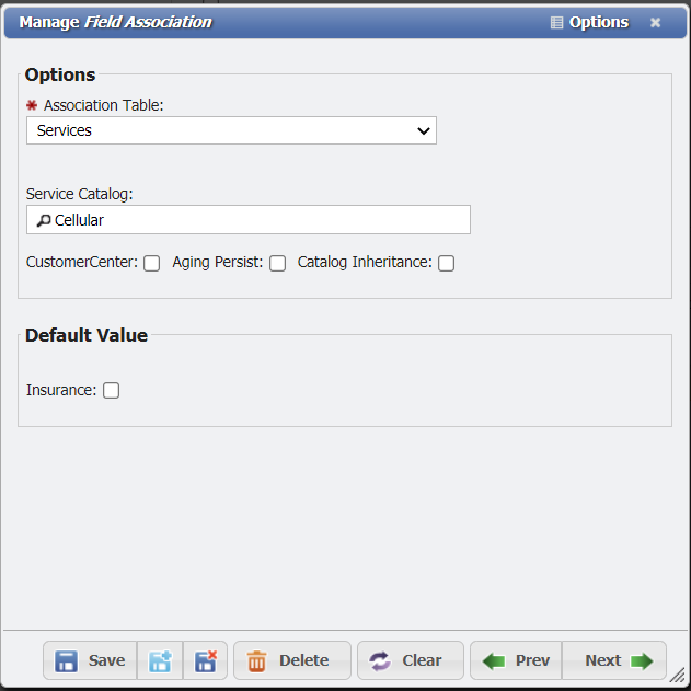 Add New Field Association form example