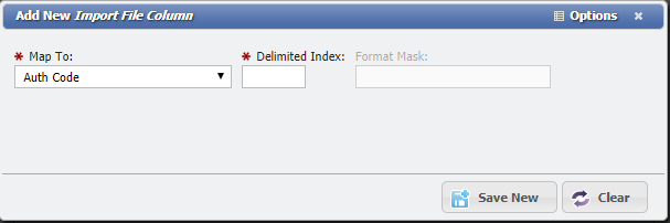 Add New Import File Record Type Column form