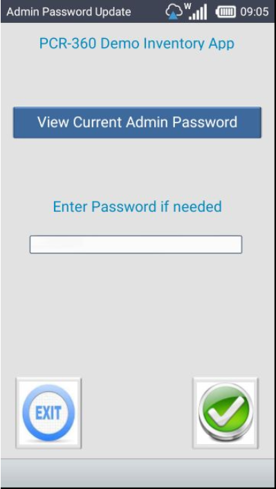 Admin Password Update screen