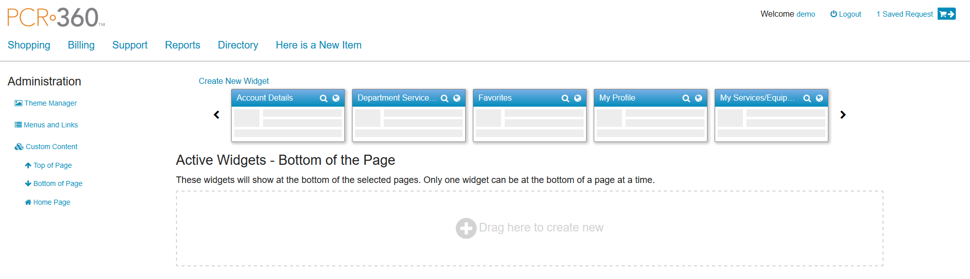 Bottom of page Widget example