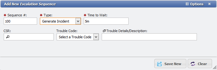 Add New Escalation Sequence form example
