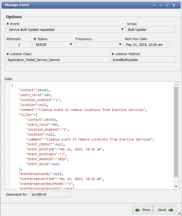 Manage Event Form example