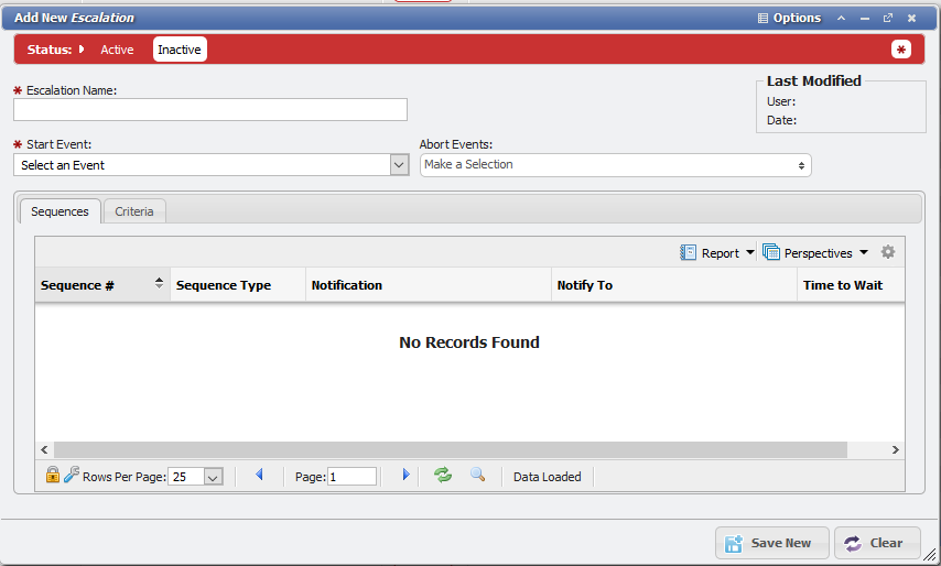 Add New Escalation form example