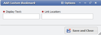 Add Custom Bookmark Form example