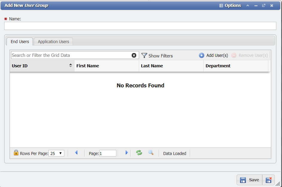 Add New User Group Form example