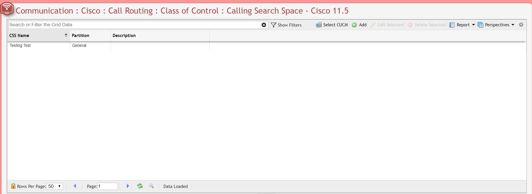 Cisco Class of Control Calling Search Space Grid example