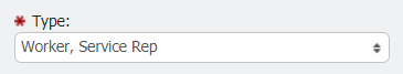 Types to select for a Service Rep