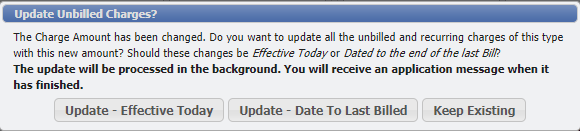 Update Unbilled Charges dialogue