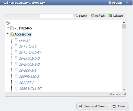 Add New Equipment Permission form example