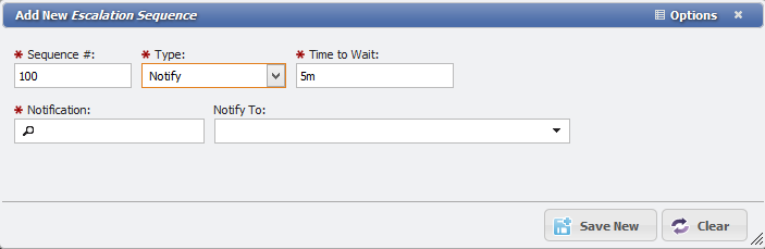 Add New Escalation Sequence form example