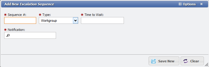 Add New Escalation Sequence form example