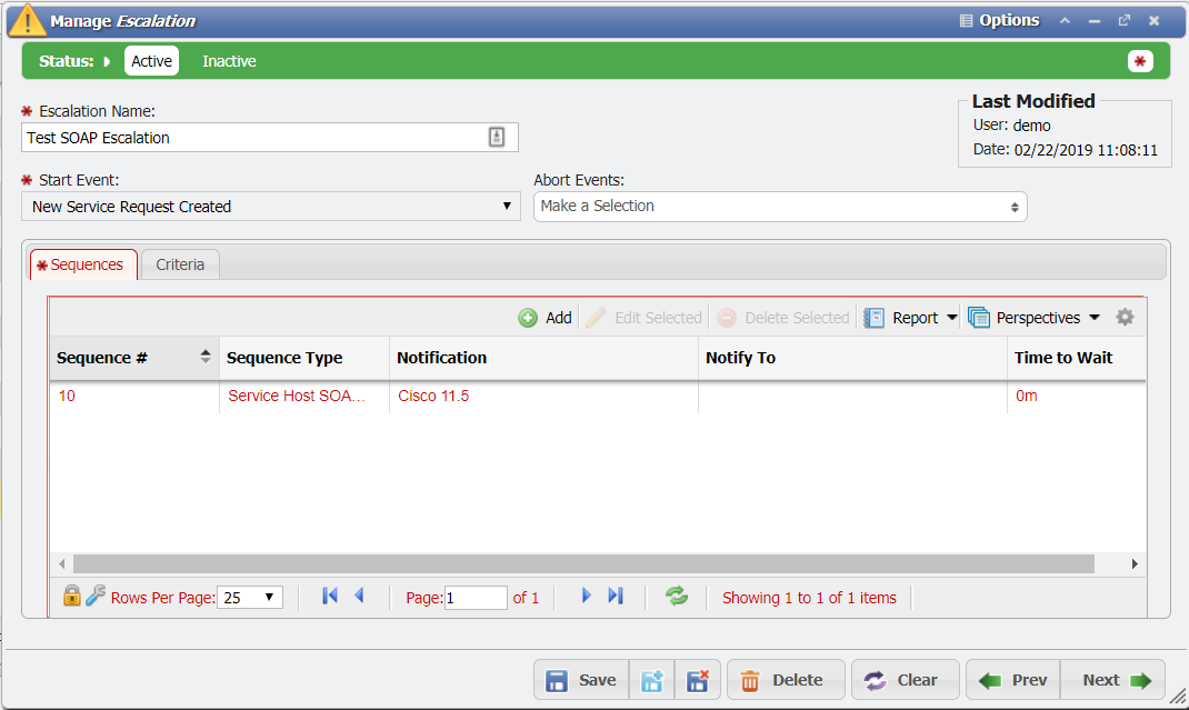 Manage Escalation form example