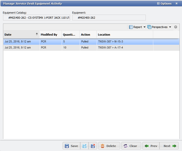 Manage Service Desk Equipment Activity